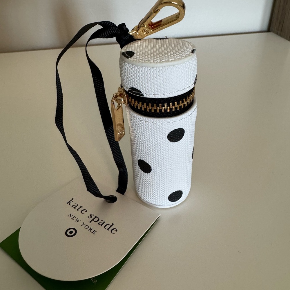 Kate Spade x Target Polka Dot Lipstick Bag Charm Keychain Pouch NWT - Picture 4 of 5